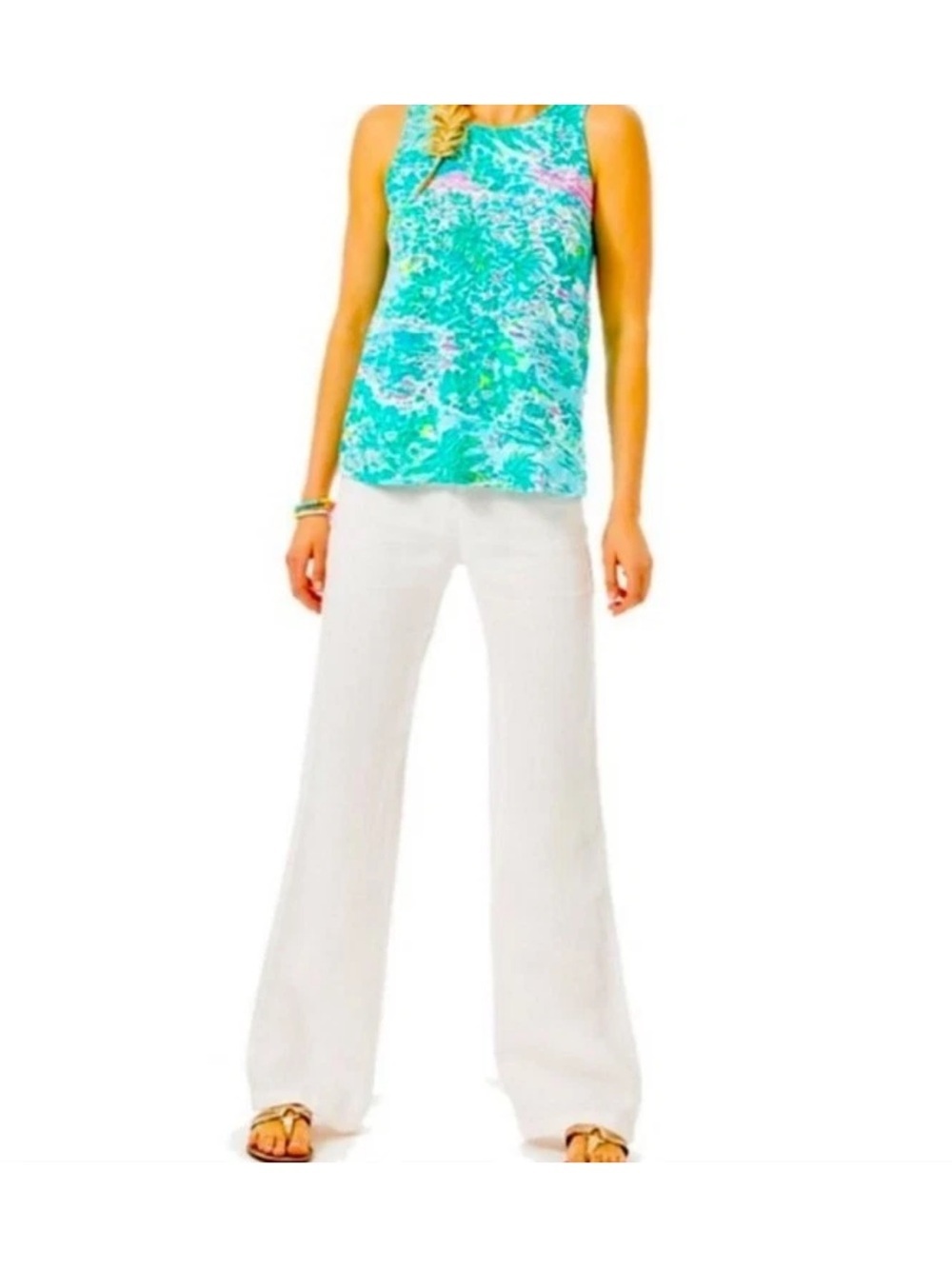 NEW Lilly Pulitzer Kristen Tank Top Gustavia Gre Sunshine City Blue